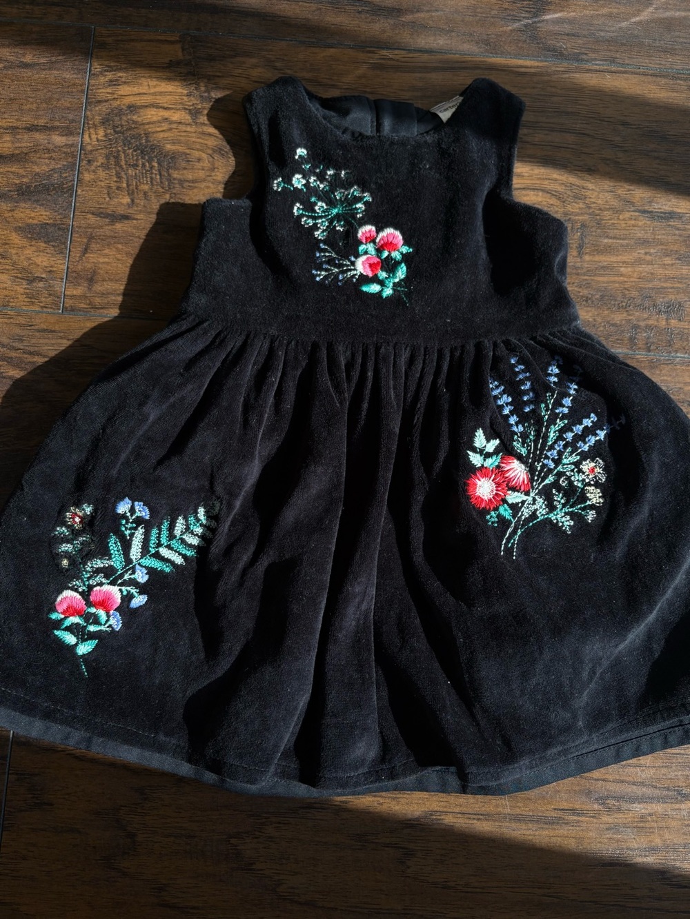 Carter’s Black Velvet Embroidered Dress 12M